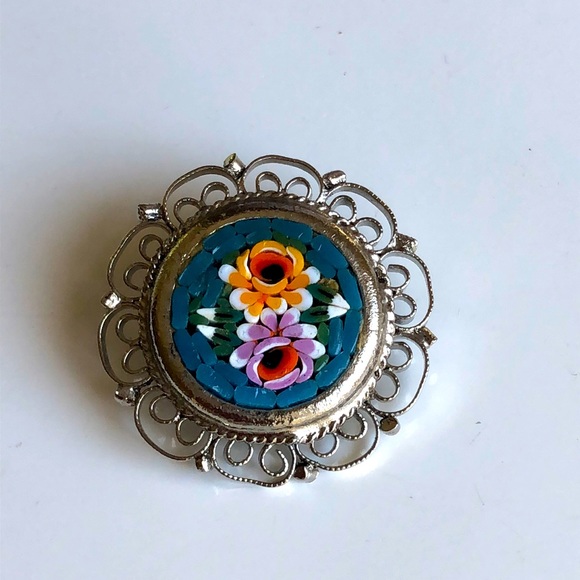 Vintage Jewelry - Italian mosaic pin